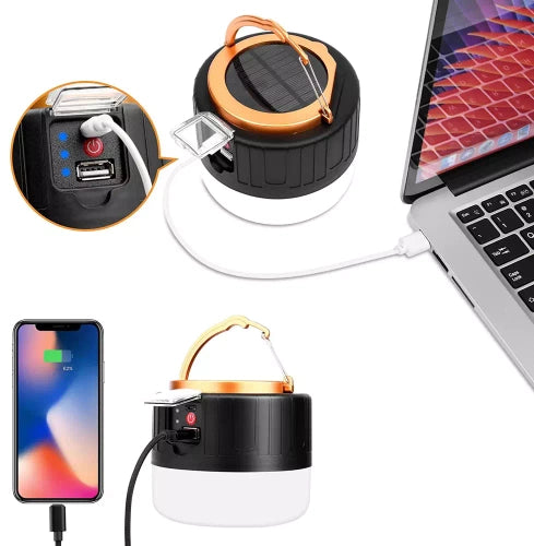 Lanterna Solar Pulse 360 – Power Bank Portátil com Luz LED e Carregamento Solar